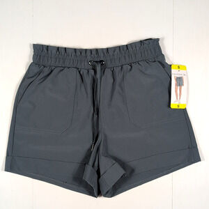 Danskin Paperbag Shorts Women’s S Stormy Weather Charcoal 4” Inseam Pockets NWT